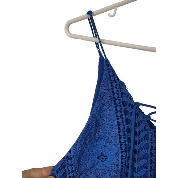 ASTR The Label women's Size Medium Royal Blue Lace Sleeveless Mini Dress Boho - Picture 5 of 10